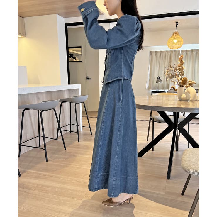 ビスチェジャケット×フレアスカート デニムセットアップ | Jewelobe | 詳細画像17 