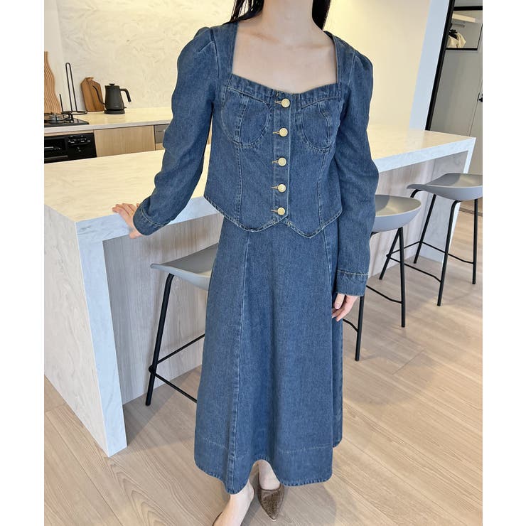 ビスチェジャケット×フレアスカート デニムセットアップ | Jewelobe | 詳細画像18 