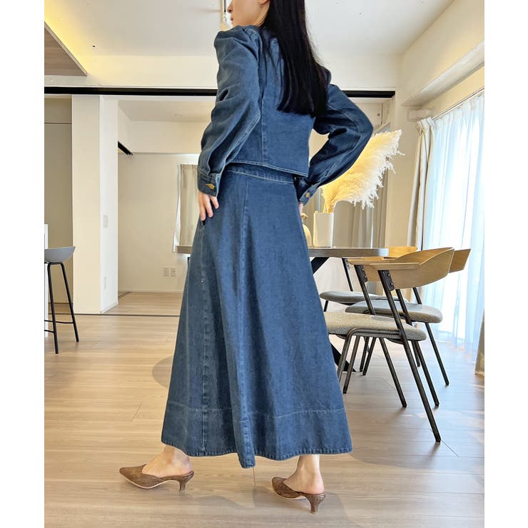 ビスチェジャケット×フレアスカート デニムセットアップ | Jewelobe | 詳細画像5 