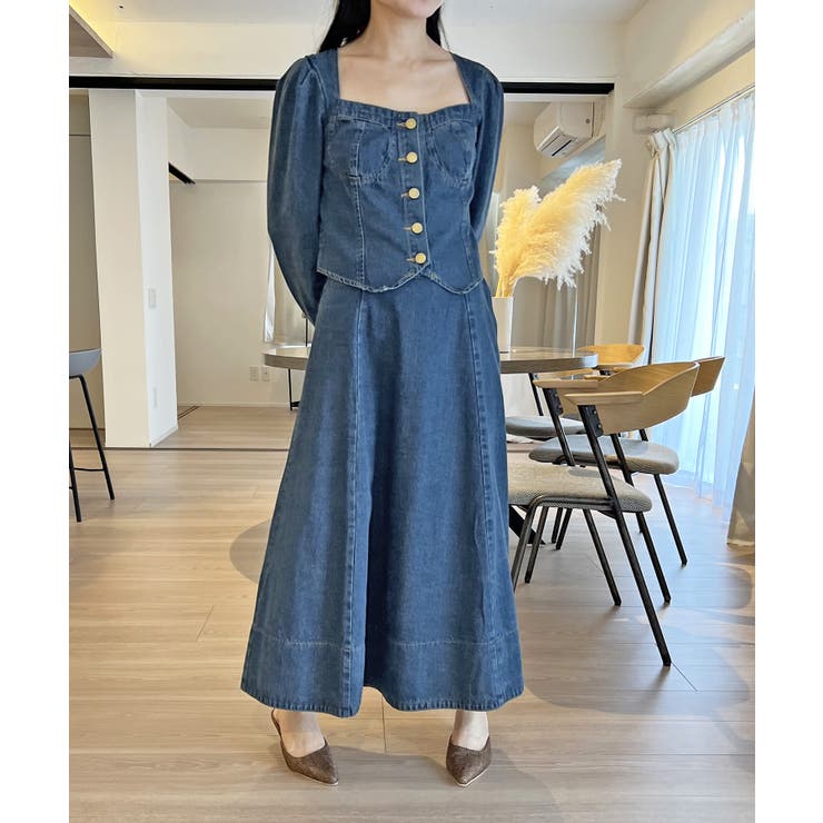 ビスチェジャケット×フレアスカート デニムセットアップ | Jewelobe | 詳細画像7 