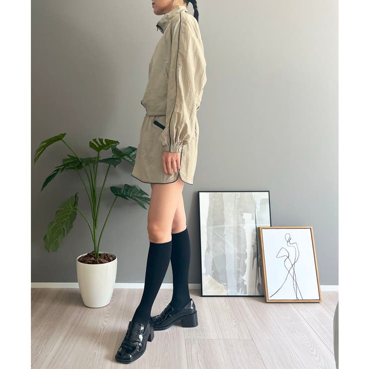 バイカラーパイピングナイロンタッチブルゾン＆ミニスカパンセットアップ | Jewelobe | 詳細画像15 