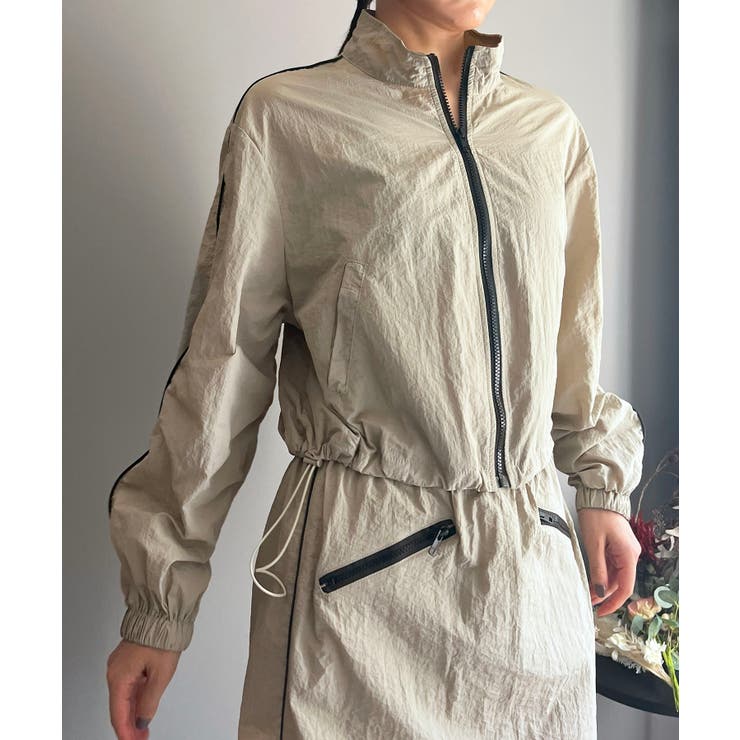 バイカラーパイピングナイロンタッチブルゾン＆ミニスカパンセットアップ | Jewelobe | 詳細画像18 