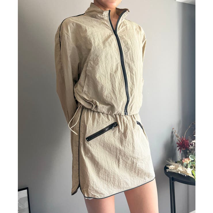 バイカラーパイピングナイロンタッチブルゾン＆ミニスカパンセットアップ | Jewelobe | 詳細画像19 