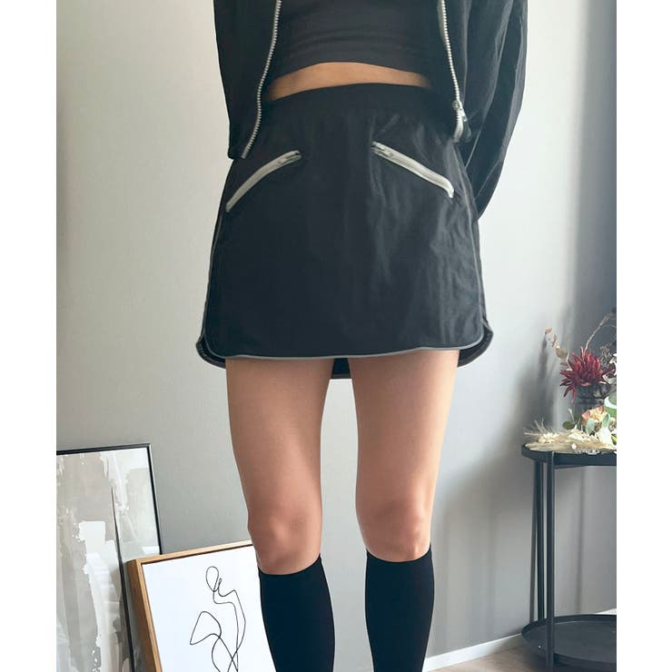 バイカラーパイピングナイロンタッチブルゾン＆ミニスカパンセットアップ | Jewelobe | 詳細画像35 