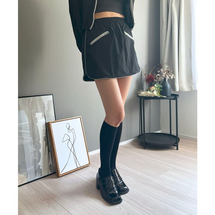 バイカラーパイピングナイロンタッチブルゾン＆ミニスカパンセットアップ | Jewelobe | 詳細画像36 