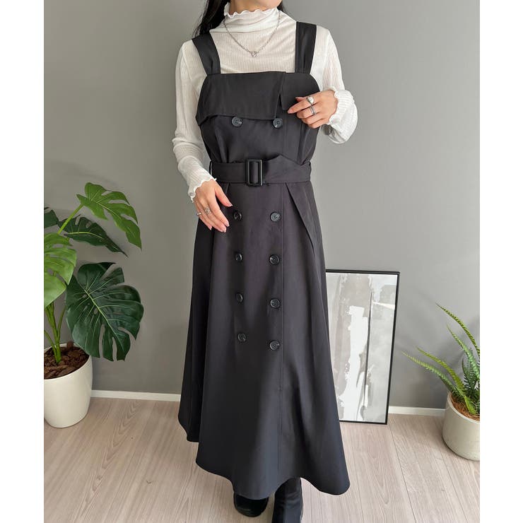 ブラック | トレンチジャンパースカート | Jewelobe