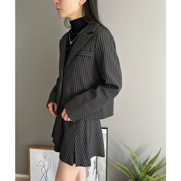 ピンストライプジャケット×プリーツスカート セットアップ | Jewelobe | 詳細画像16 