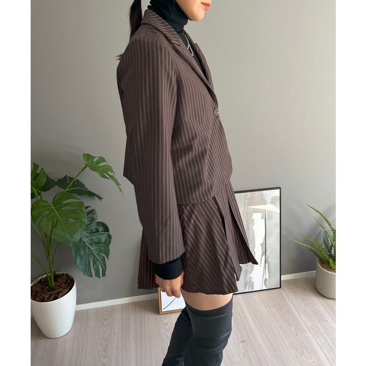 ピンストライプジャケット×プリーツスカート セットアップ | Jewelobe | 詳細画像3 