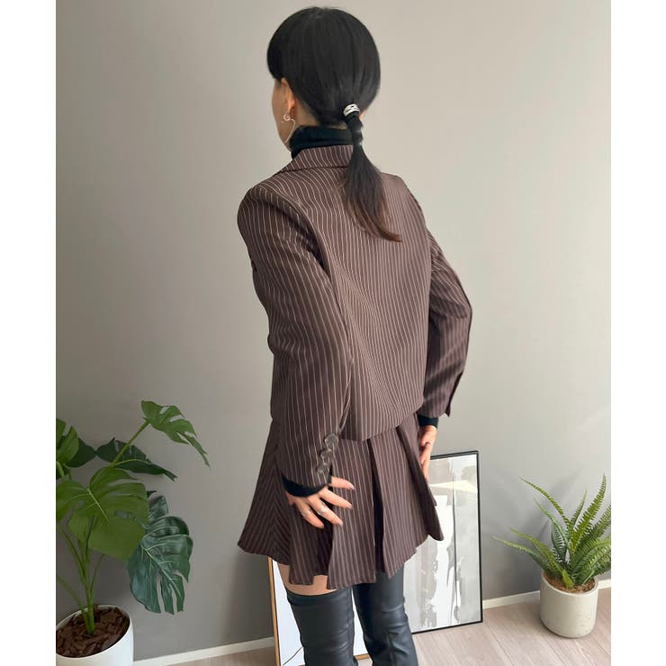 ピンストライプジャケット×プリーツスカート セットアップ | Jewelobe | 詳細画像4 