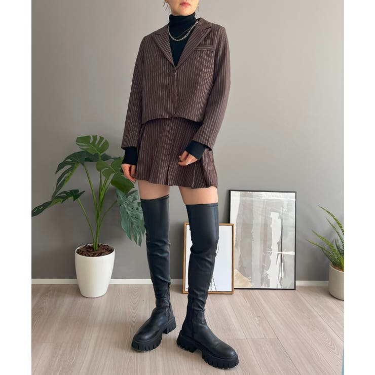 ピンストライプジャケット×プリーツスカート セットアップ | Jewelobe | 詳細画像8 