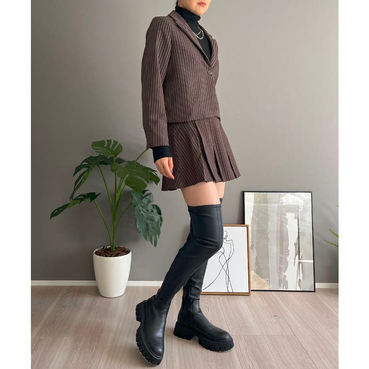 ピンストライプジャケット×プリーツスカート セットアップ | Jewelobe | 詳細画像9 