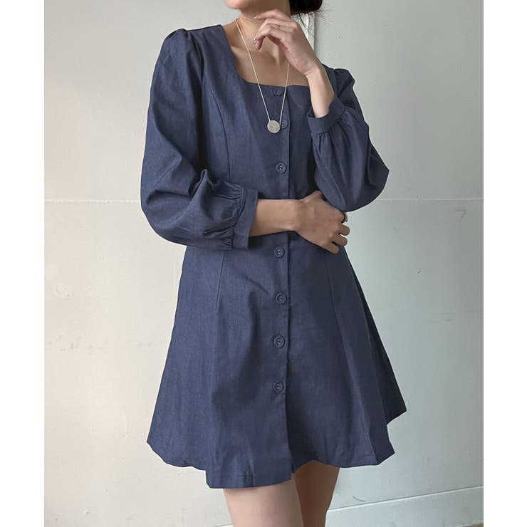 クスエアネックデニムミニワンピース | Jewelobe | 詳細画像4 