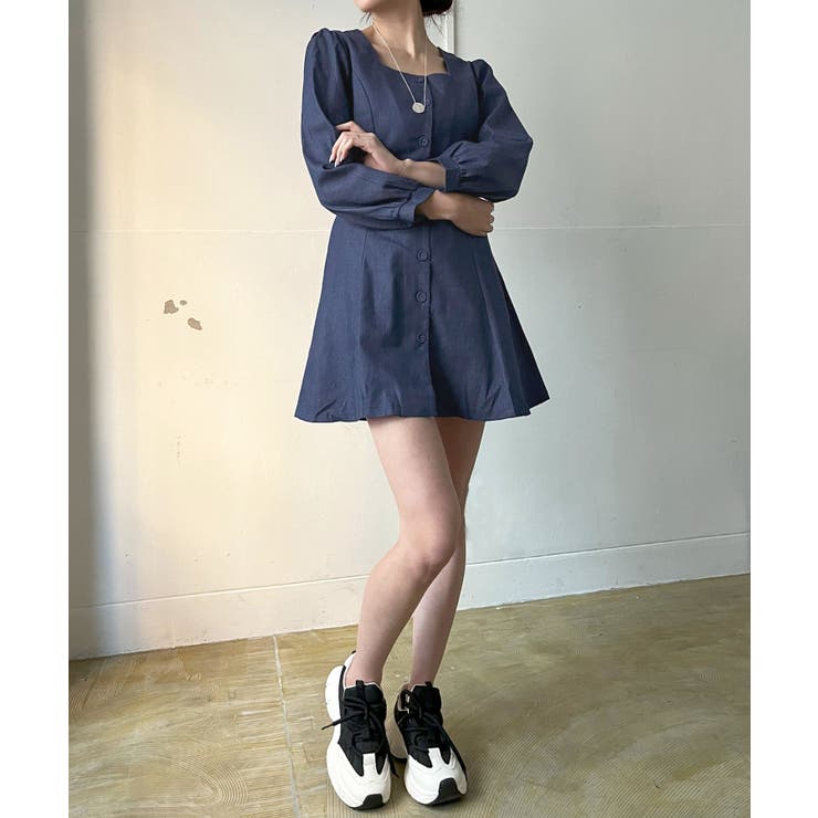 クスエアネックデニムミニワンピース | Jewelobe | 詳細画像8 