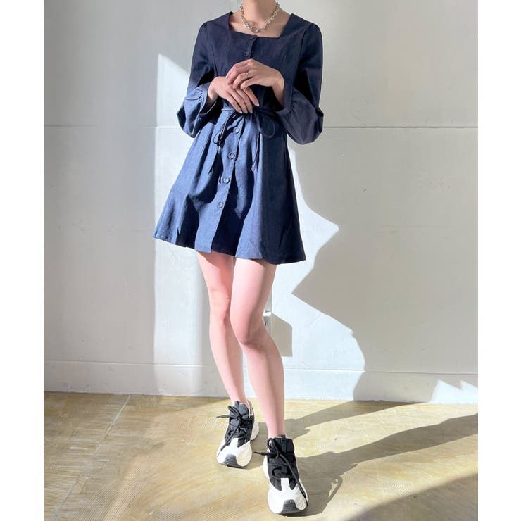 クスエアネックデニムミニワンピース | Jewelobe | 詳細画像9 