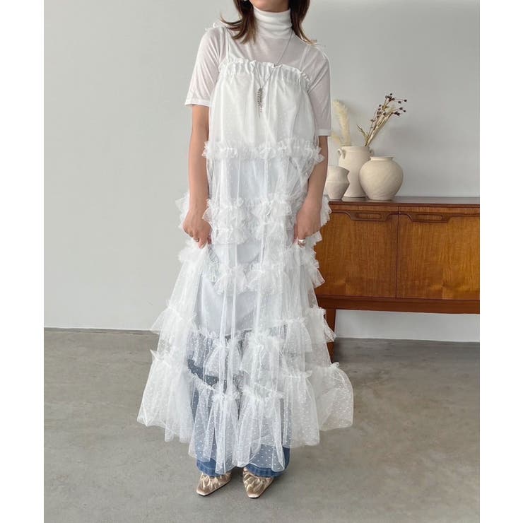 ドットチュールフリルボリュームワンピース | Jewelobe | 詳細画像1 