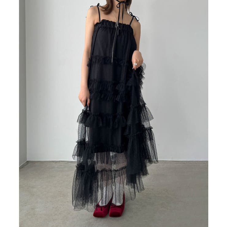 ドットチュールフリルボリュームワンピース | Jewelobe | 詳細画像14 