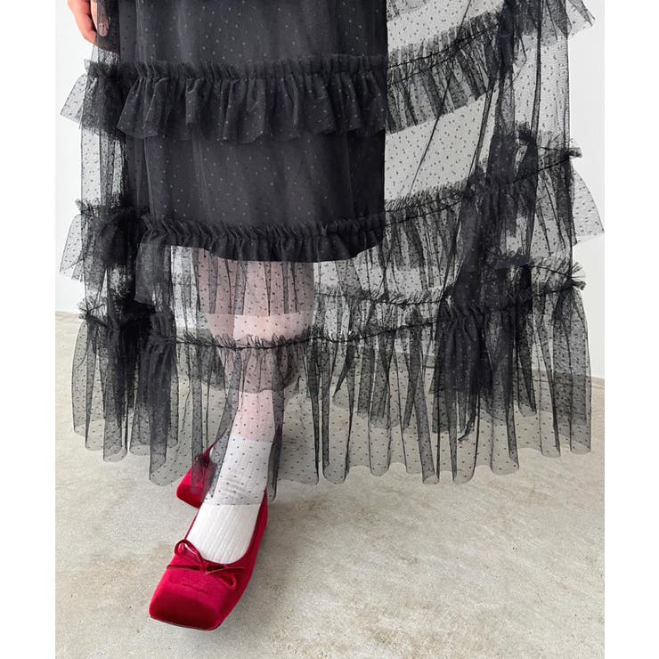 ドットチュールフリルボリュームワンピース | Jewelobe | 詳細画像15 