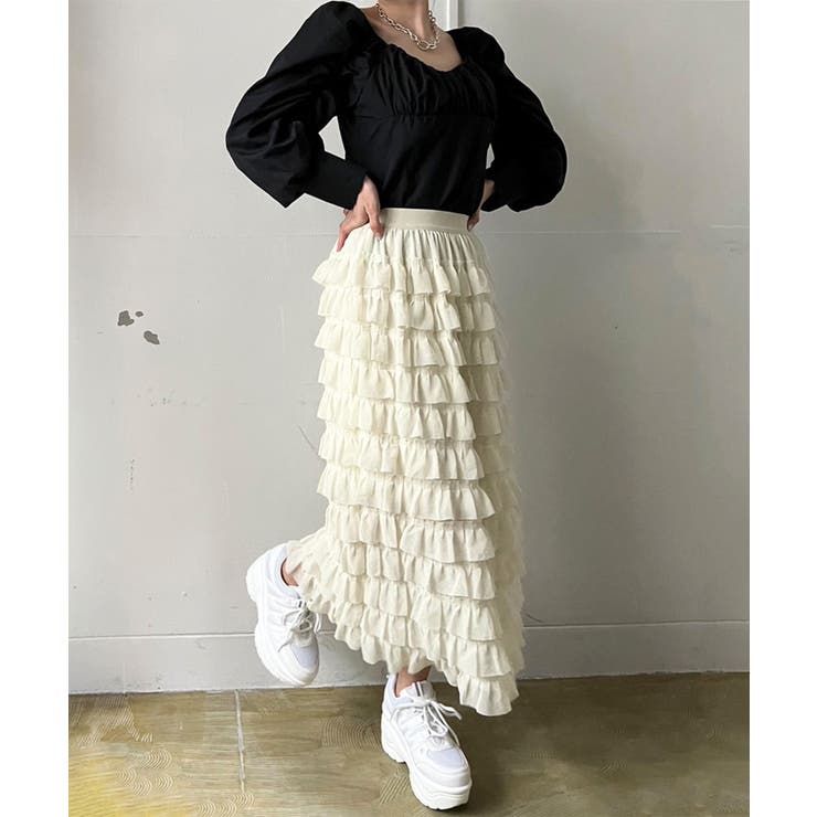 シフォンフリルロングスカート | Jewelobe | 詳細画像8 