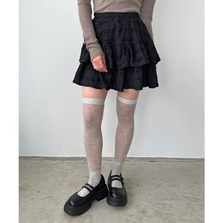 ブラック | フリルティアードミニスカート | Jewelobe