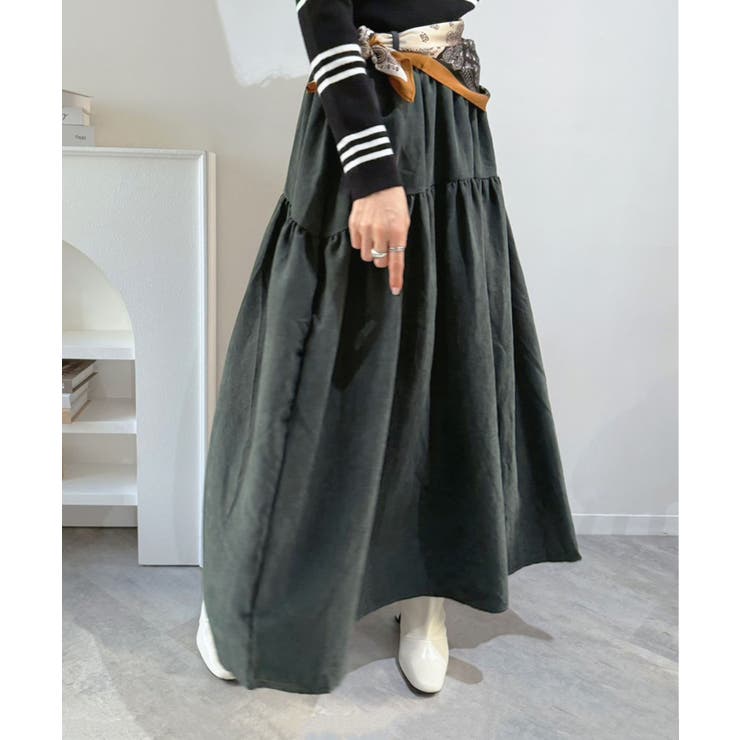 【スカーフセット】スエードタッチティアードマキシスカート | Jewelobe | 詳細画像10 