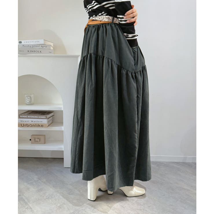 【スカーフセット】スエードタッチティアードマキシスカート | Jewelobe | 詳細画像13 