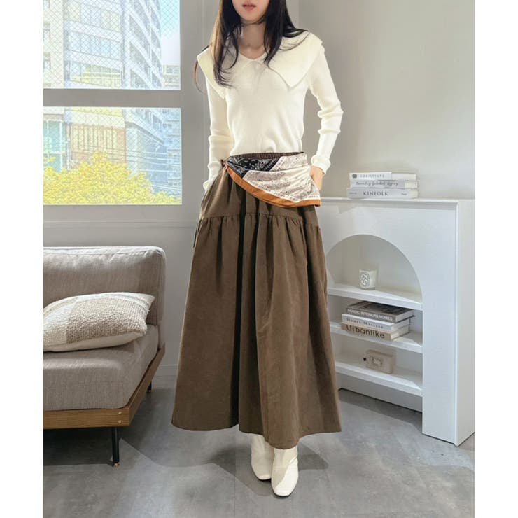 【スカーフセット】スエードタッチティアードマキシスカート | Jewelobe | 詳細画像3 