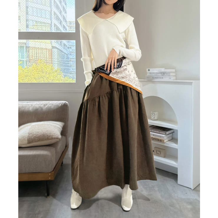 【スカーフセット】スエードタッチティアードマキシスカート | Jewelobe | 詳細画像4 