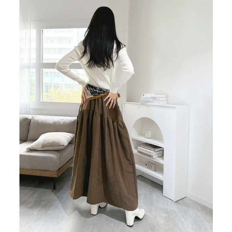 【スカーフセット】スエードタッチティアードマキシスカート | Jewelobe | 詳細画像6 