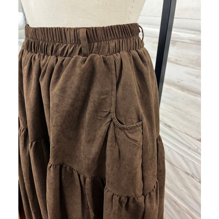 【スカーフセット】スエードタッチティアードマキシスカート | Jewelobe | 詳細画像9 