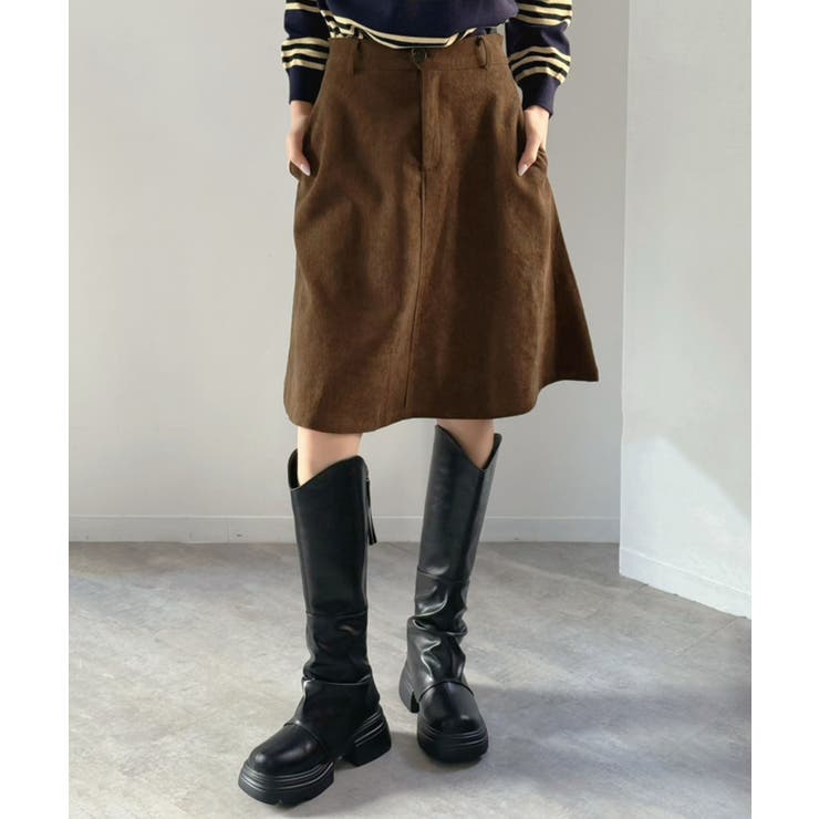 ブラウン | コーデュロイフレアミディスカート | Jewelobe