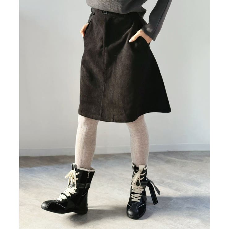 ブラック | コーデュロイフレアミディスカート | Jewelobe