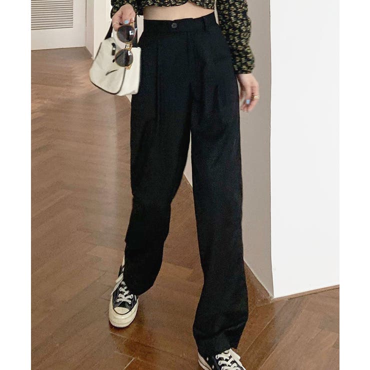 【柄と素材が選べる】ハイウエストセミワイドタックパンツ | Jewelobe | 詳細画像19 