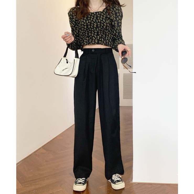 【柄と素材が選べる】ハイウエストセミワイドタックパンツ | Jewelobe | 詳細画像20 