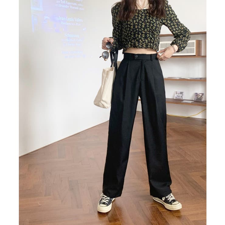 【柄と素材が選べる】ハイウエストセミワイドタックパンツ | Jewelobe | 詳細画像21 