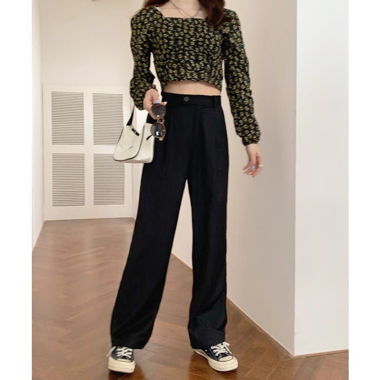 【柄と素材が選べる】ハイウエストセミワイドタックパンツ | Jewelobe | 詳細画像22 