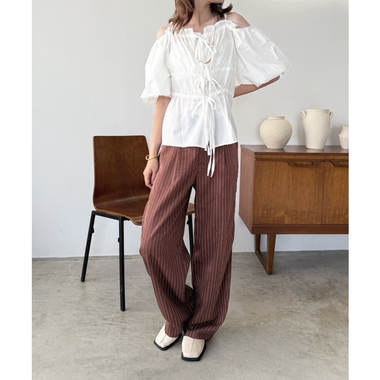 【柄と素材が選べる】ハイウエストセミワイドタックパンツ | Jewelobe | 詳細画像61 