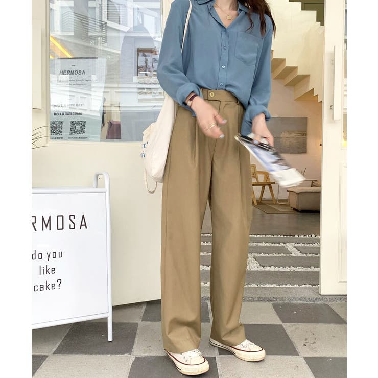 【柄と素材が選べる】ハイウエストセミワイドタックパンツ | Jewelobe | 詳細画像9 