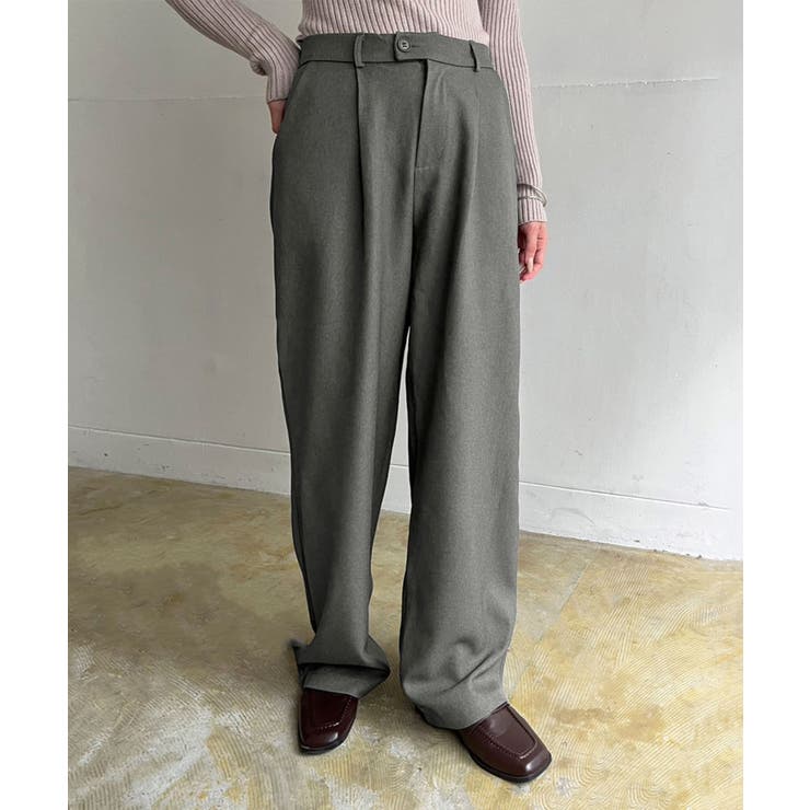 グレーミックス | 【柄と素材が選べる】ハイウエストセミワイドタックパンツ | Jewelobe