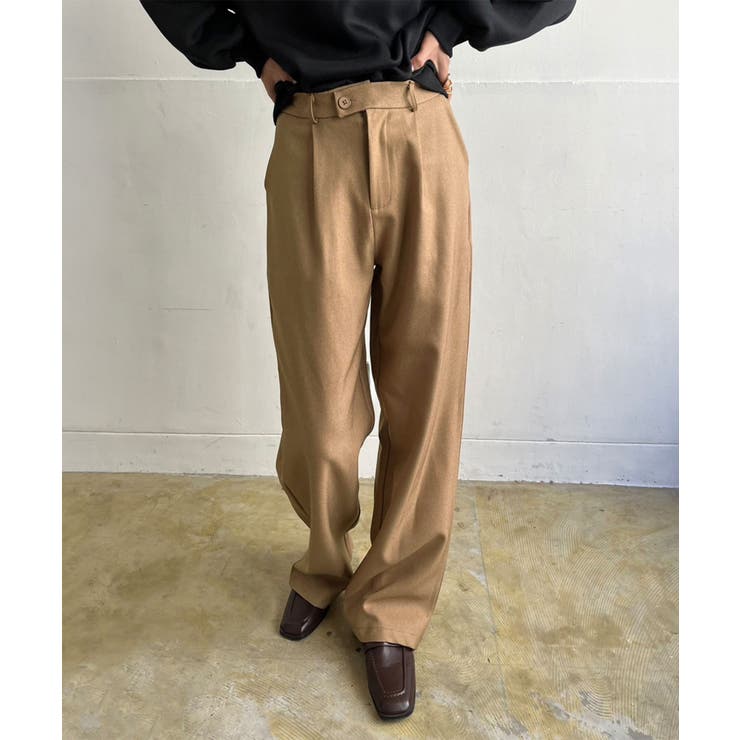 ベージュミックス | 【柄と素材が選べる】ハイウエストセミワイドタックパンツ | Jewelobe