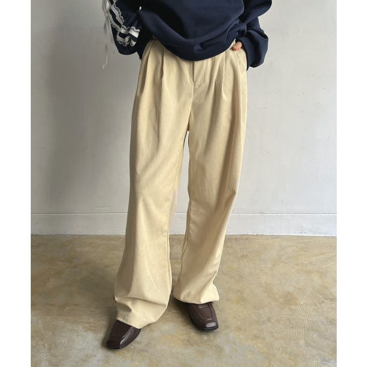 アイボリー | コーデュロイカラーワイドパンツ | Jewelobe