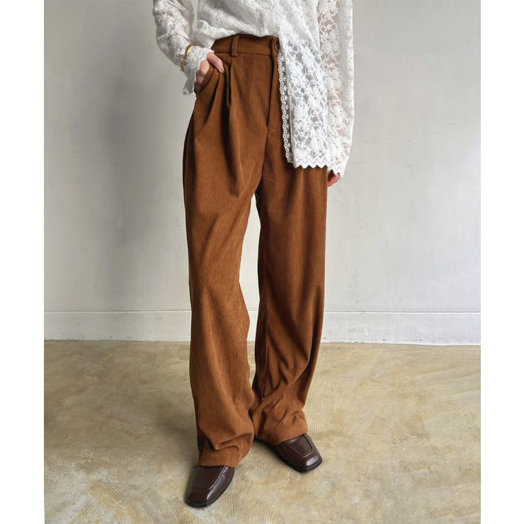 ブラウン | コーデュロイカラーワイドパンツ | Jewelobe