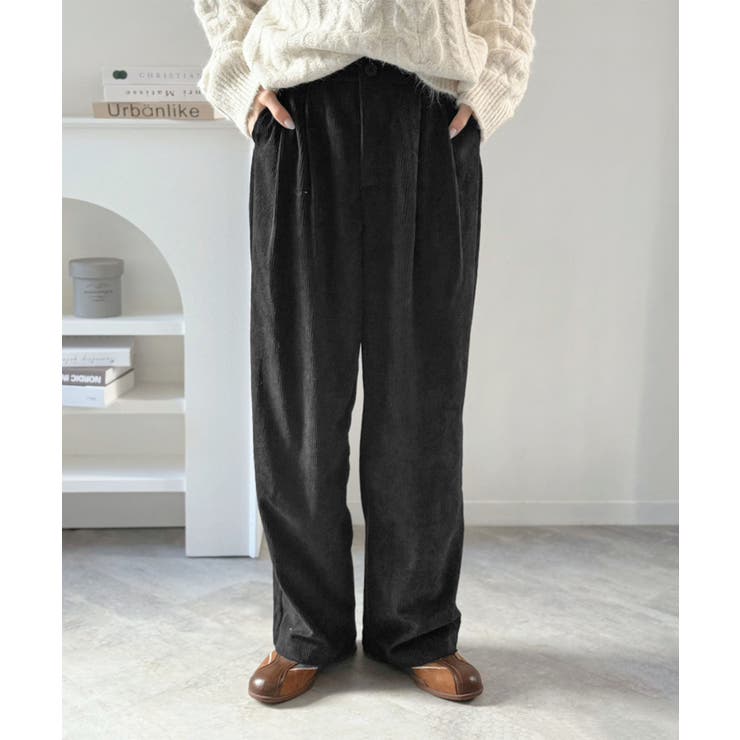 ブラック | コーデュロイカラーワイドパンツ | Jewelobe