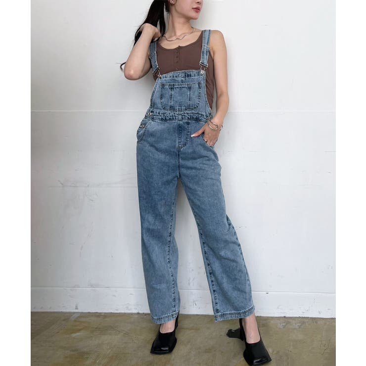 ワイドストレートデニムオーバーオール | Jewelobe | 詳細画像1 
