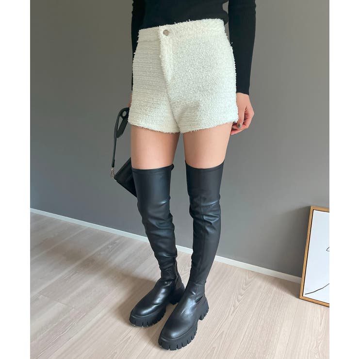 ホワイト | ラメツイードマイクロショートパンツ | Jewelobe