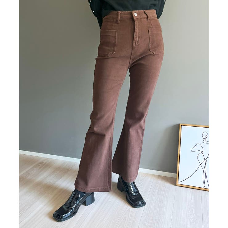 ブラウン | パッチポケットブーツカットデニム | Jewelobe