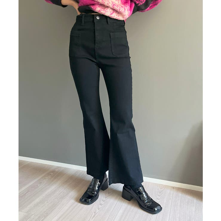 ブラック | パッチポケットブーツカットデニム | Jewelobe