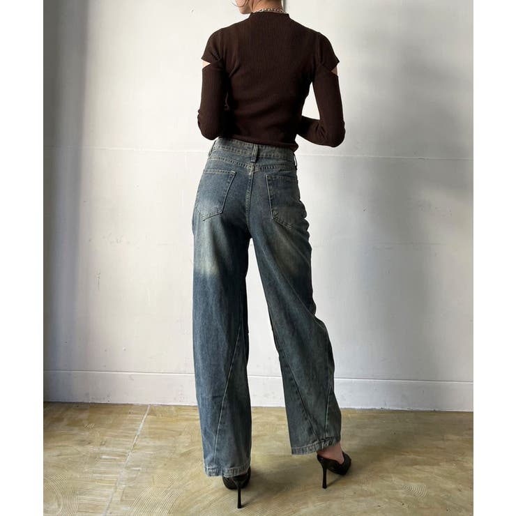 アシンメトリータックルーズデニムパンツ | Jewelobe | 詳細画像13 