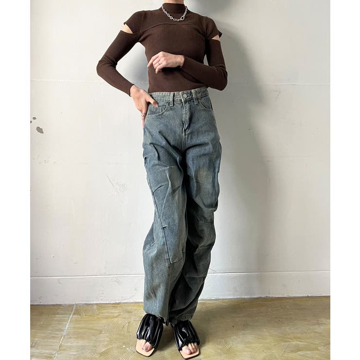 アシンメトリータックルーズデニムパンツ | Jewelobe | 詳細画像15 