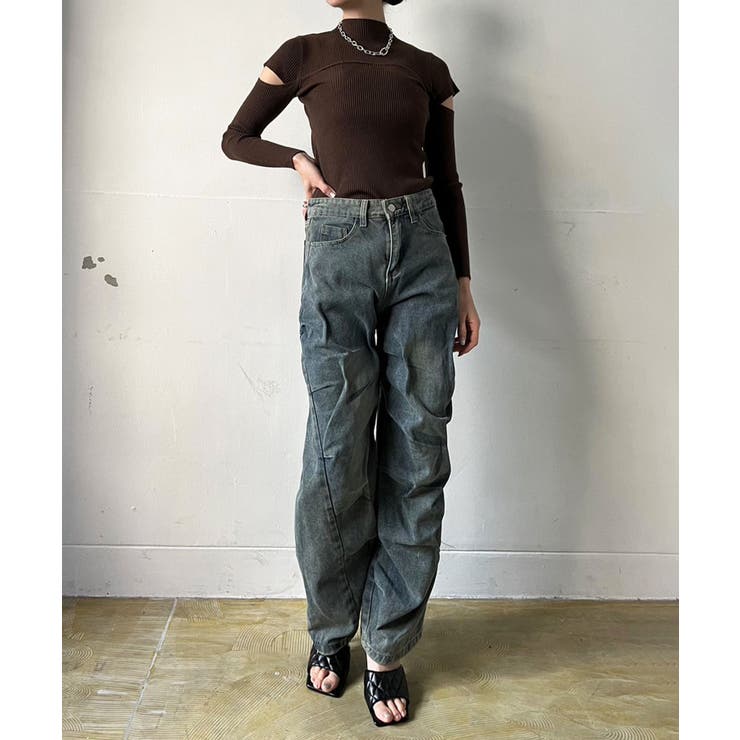 アシンメトリータックルーズデニムパンツ | Jewelobe | 詳細画像16 