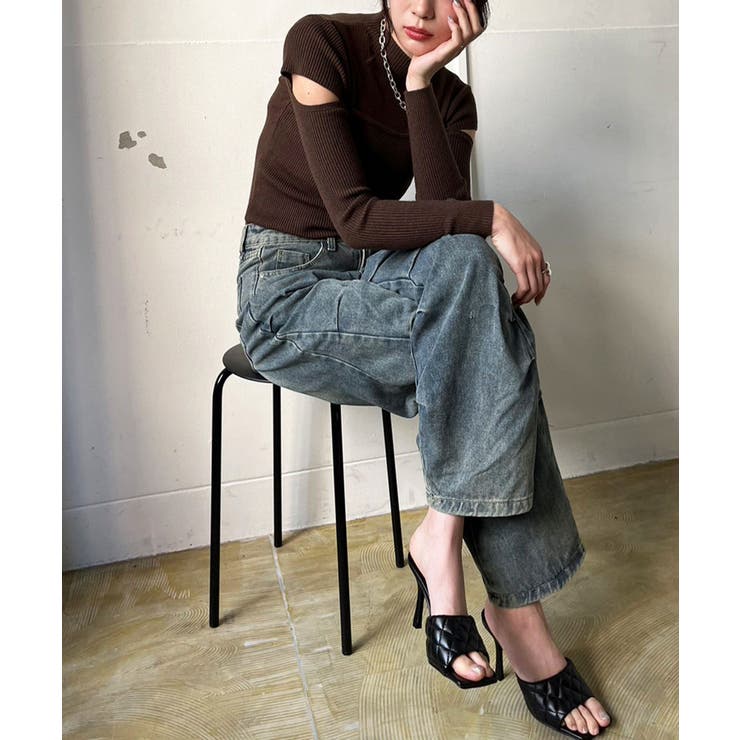 アシンメトリータックルーズデニムパンツ | Jewelobe | 詳細画像18 